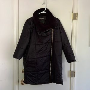 Black puffer maternity winter coat